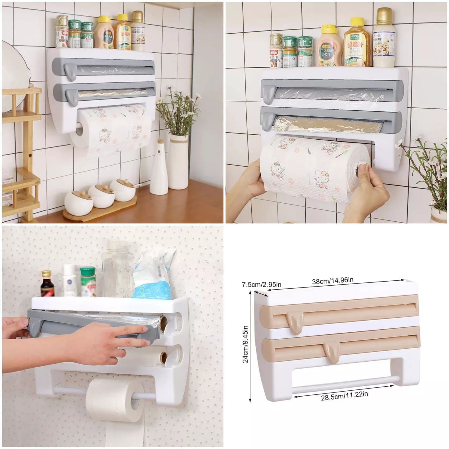 4in1 Tissue Dispenser Towel Paper Napkin Tissue and Wrap Holder
