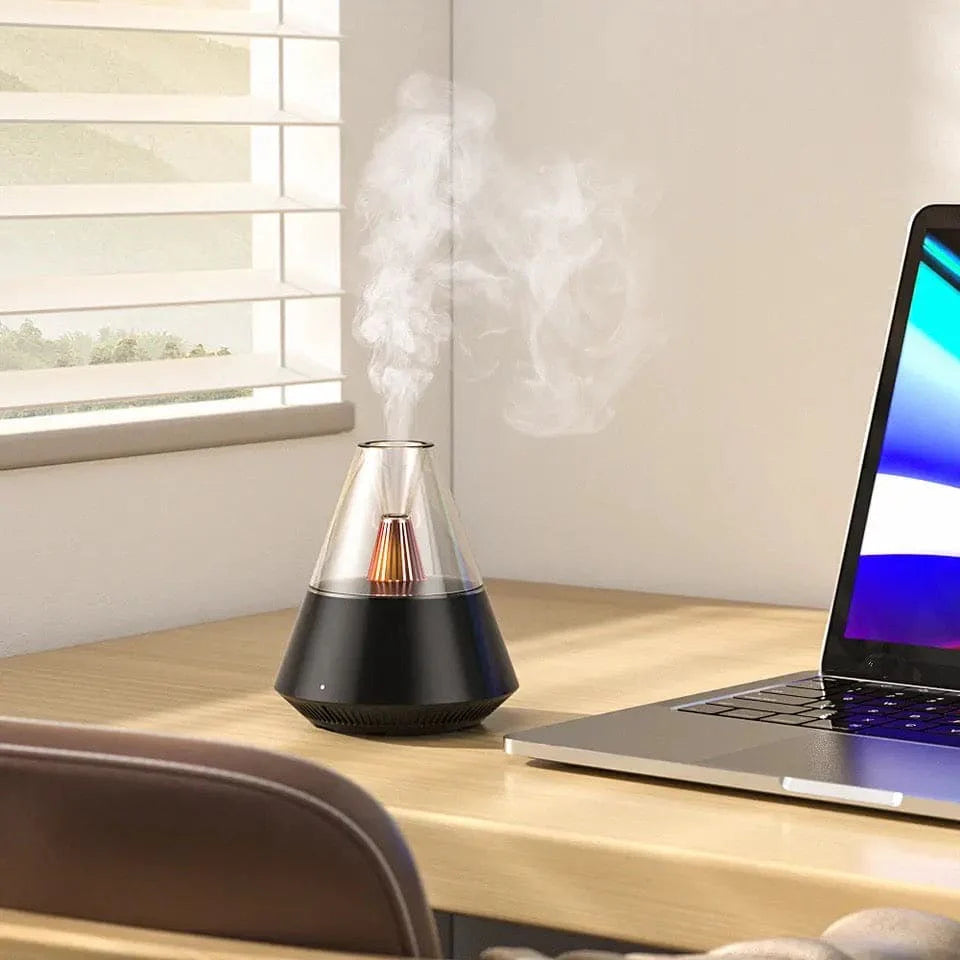 Volcano Room Diffuser, USB Air Humidifier, Retro Light Air Freshener, 150ML Essential Oil Diffuser, Aromatherapy Humidifier, Candlelight Fragrance Scent Dispenser, Home Car Bedroom Table Humidifier
