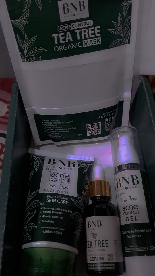 BNB Premium Organic 4-in-1 Tea Tree Facial Kit Acne/Brightening Glow Kit