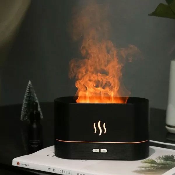 Flame Humidifier And Aroma Diffuser Realistic Flame Effect Portable and Versatile Usage