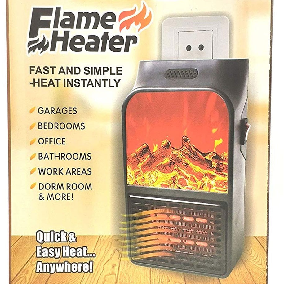 Flame Heater 1000W – Portable Electric Plug-in Room Heater with Flame Effect & Remote Control