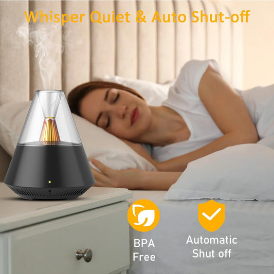 Volcano Room Diffuser, USB Air Humidifier, Retro Light Air Freshener, 150ML Essential Oil Diffuser, Aromatherapy Humidifier, Candlelight Fragrance Scent Dispenser, Home Car Bedroom Table Humidifier