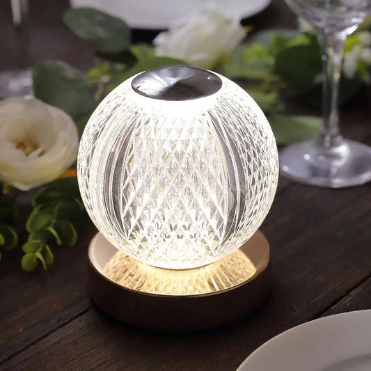 Acrylic crystal ball rechargeable table lamp, round atmosphere night light bar living room, bedroom, bedside, three color LED lamps